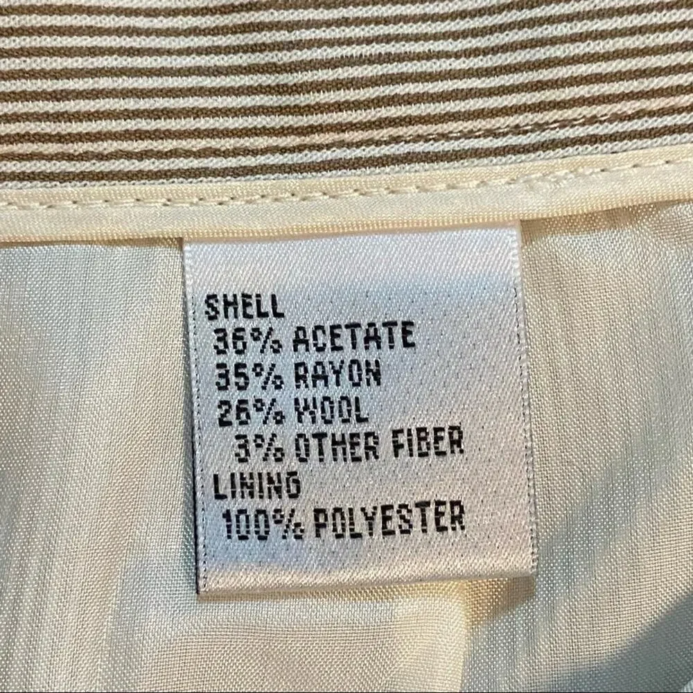 Talbots Pencil Skirt Womens 2P Brown White Pinstripe Excellent‎ Italian Fabric